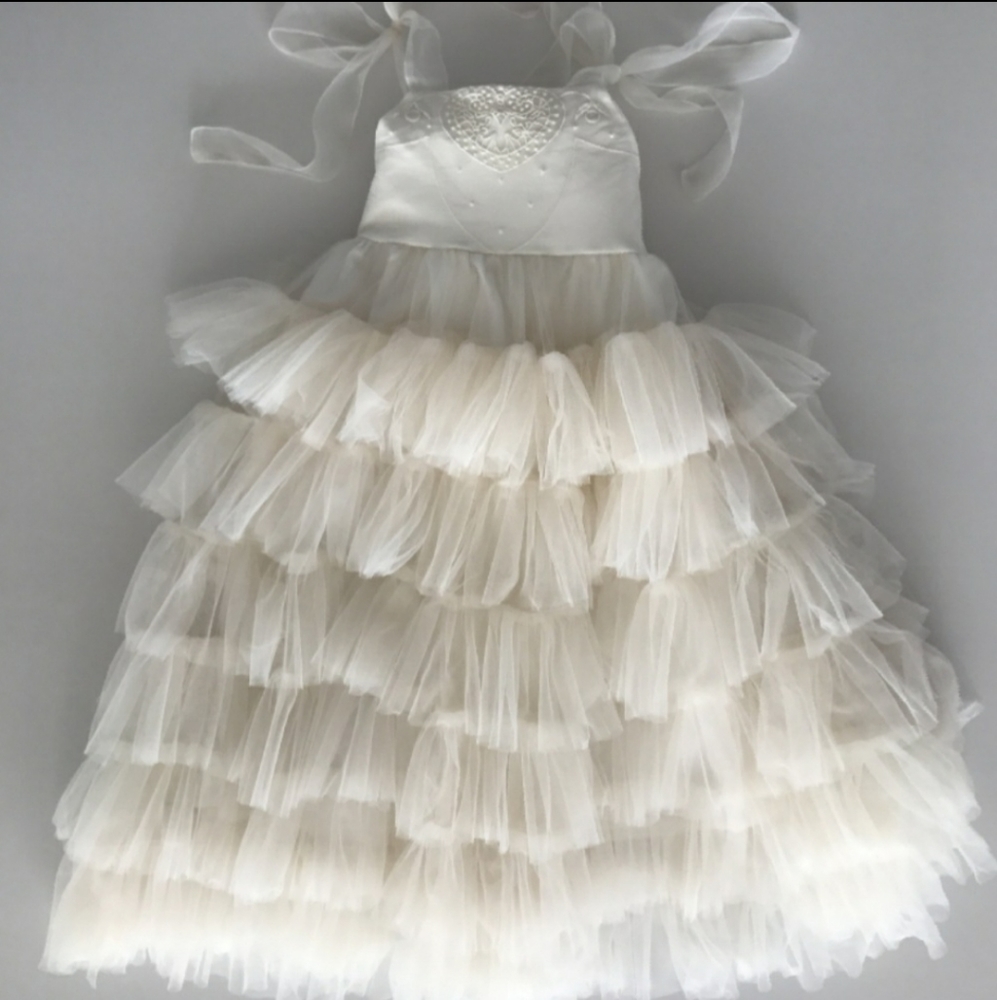 Dollcake white flower girl dress gown 2 3 4 8 - Picture 5 of 5